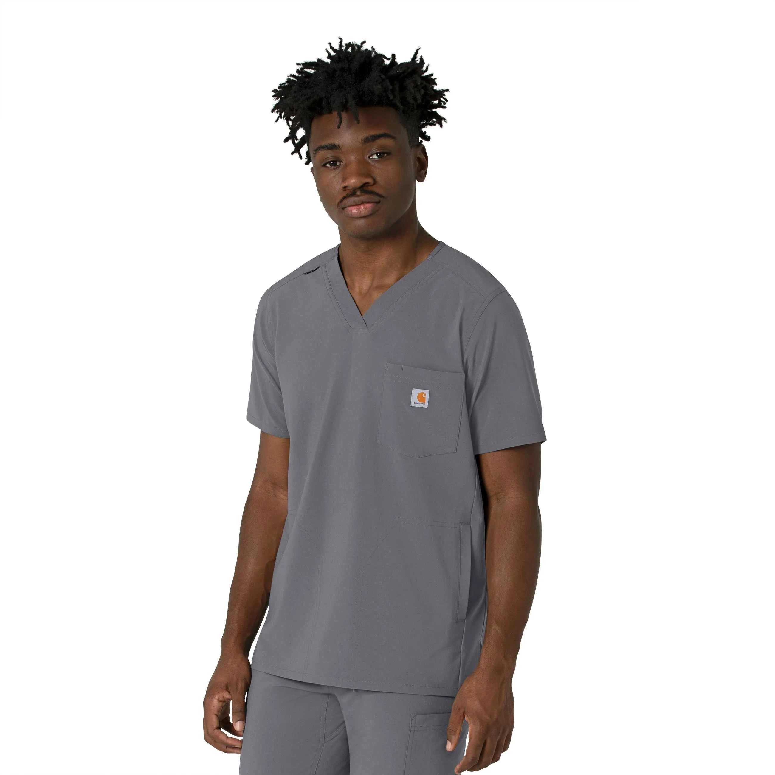 Carhartt Force Cross-Flex Men's V-Neck Scrub Top - Pewter