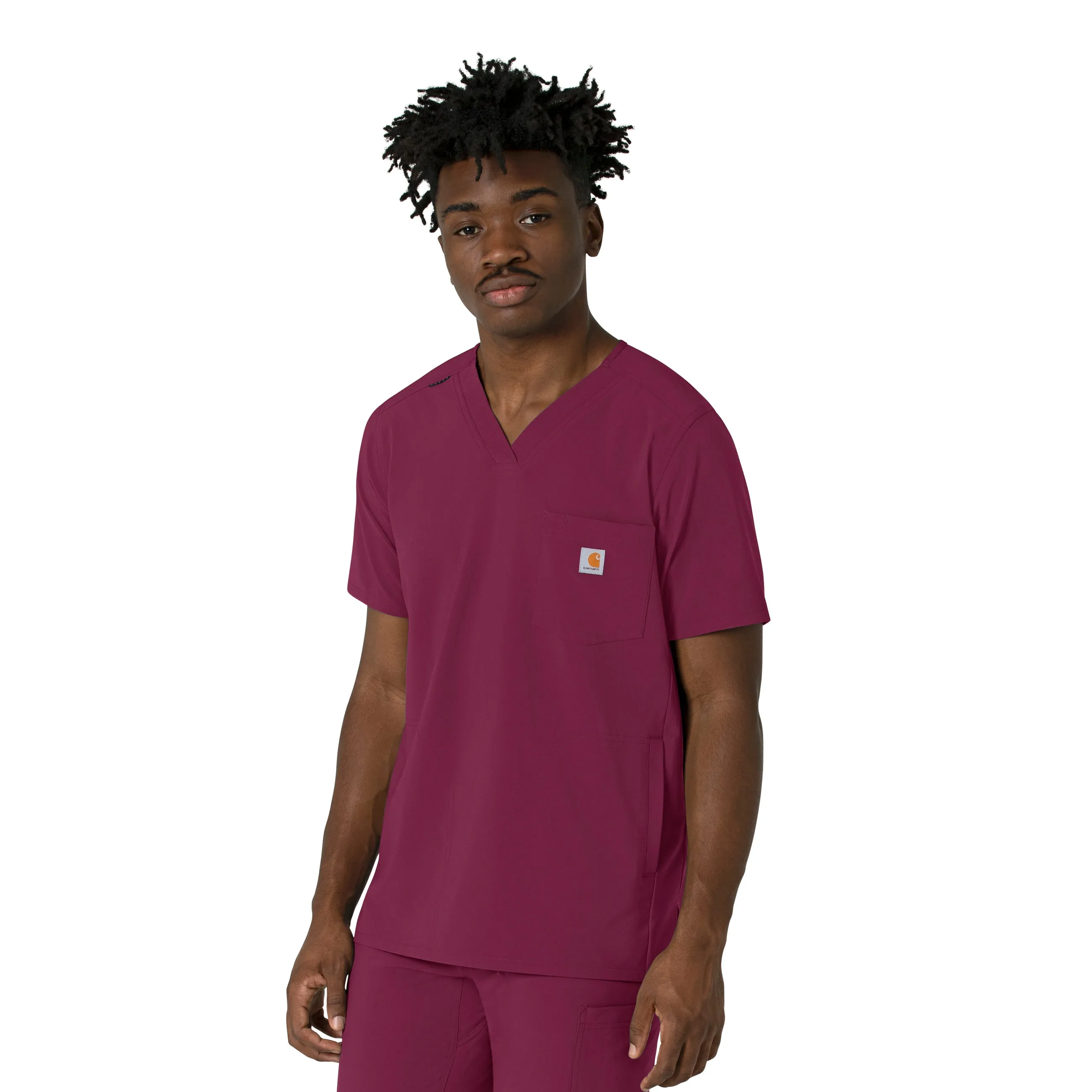 Carhartt Force Cross-Flex Men's V-Neck Scrub Top - Wine