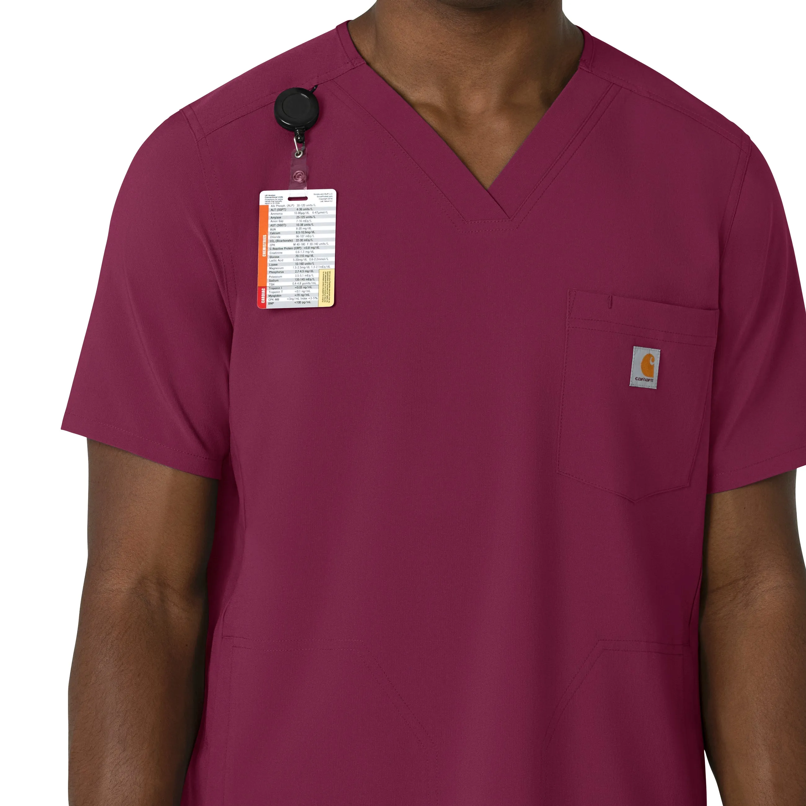 Carhartt Force Cross-Flex Men's V-Neck Scrub Top - Wine