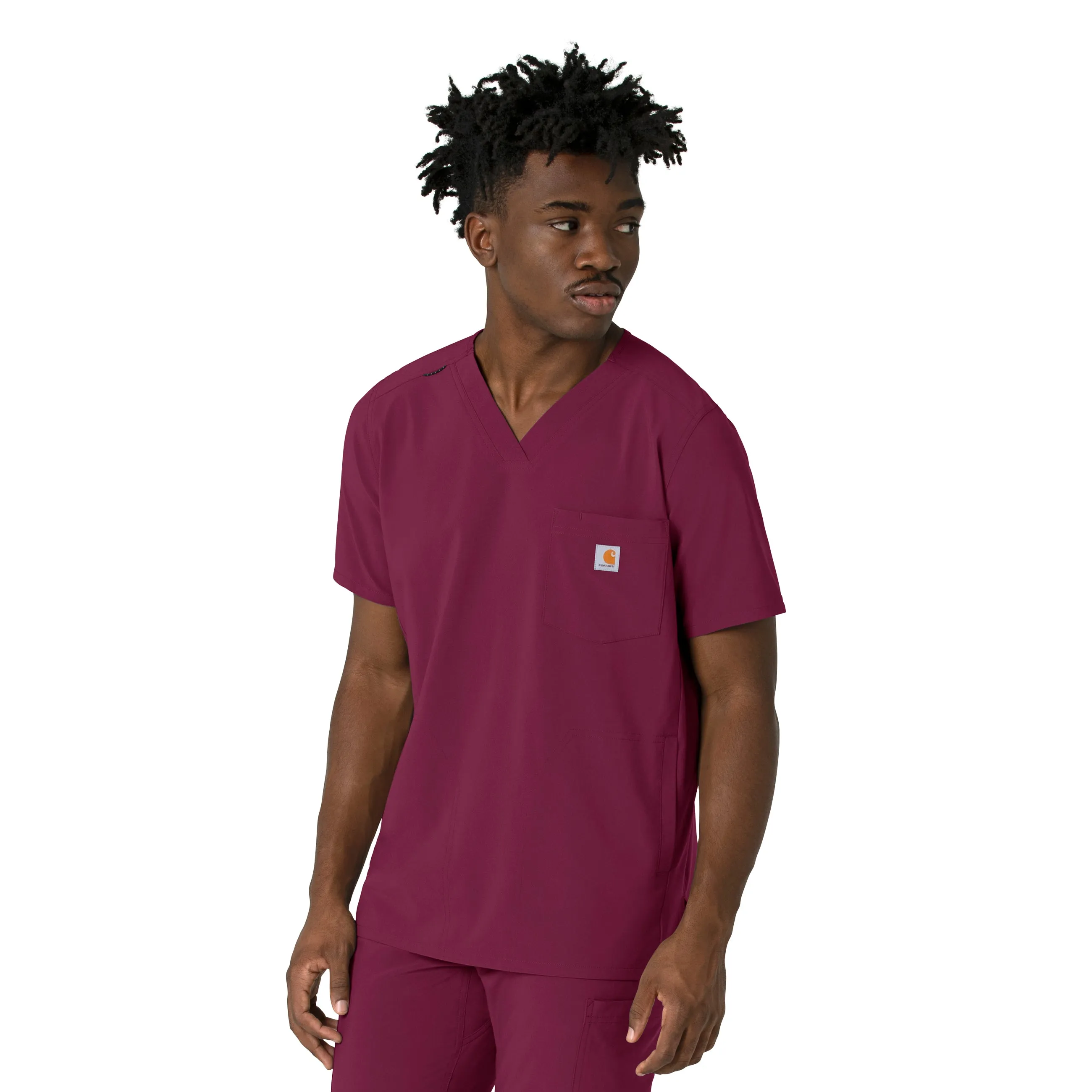 Carhartt Force Cross-Flex Men's V-Neck Scrub Top - Wine