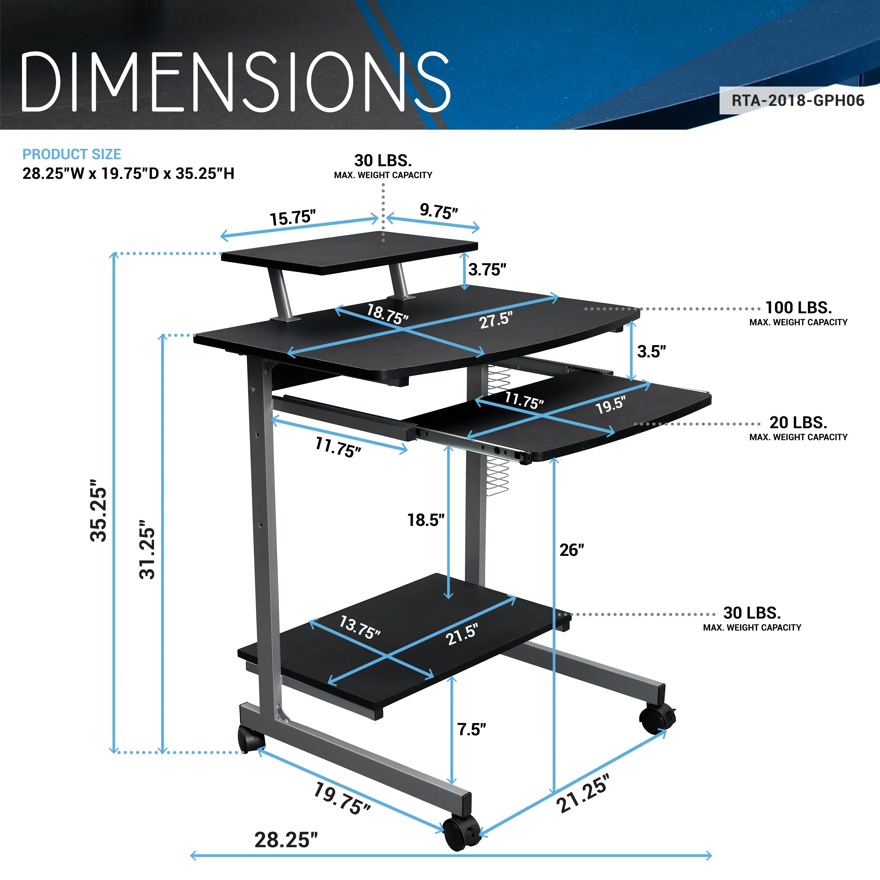 Compact Computer Cart With Storage