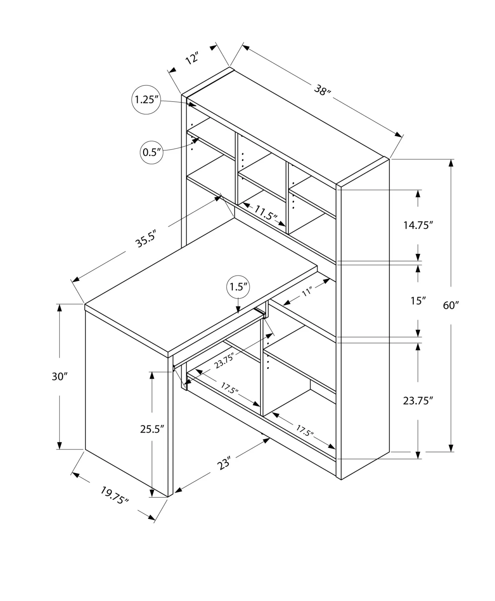 Computer Desk - Dark Taupe Left Or Right Facing Corner