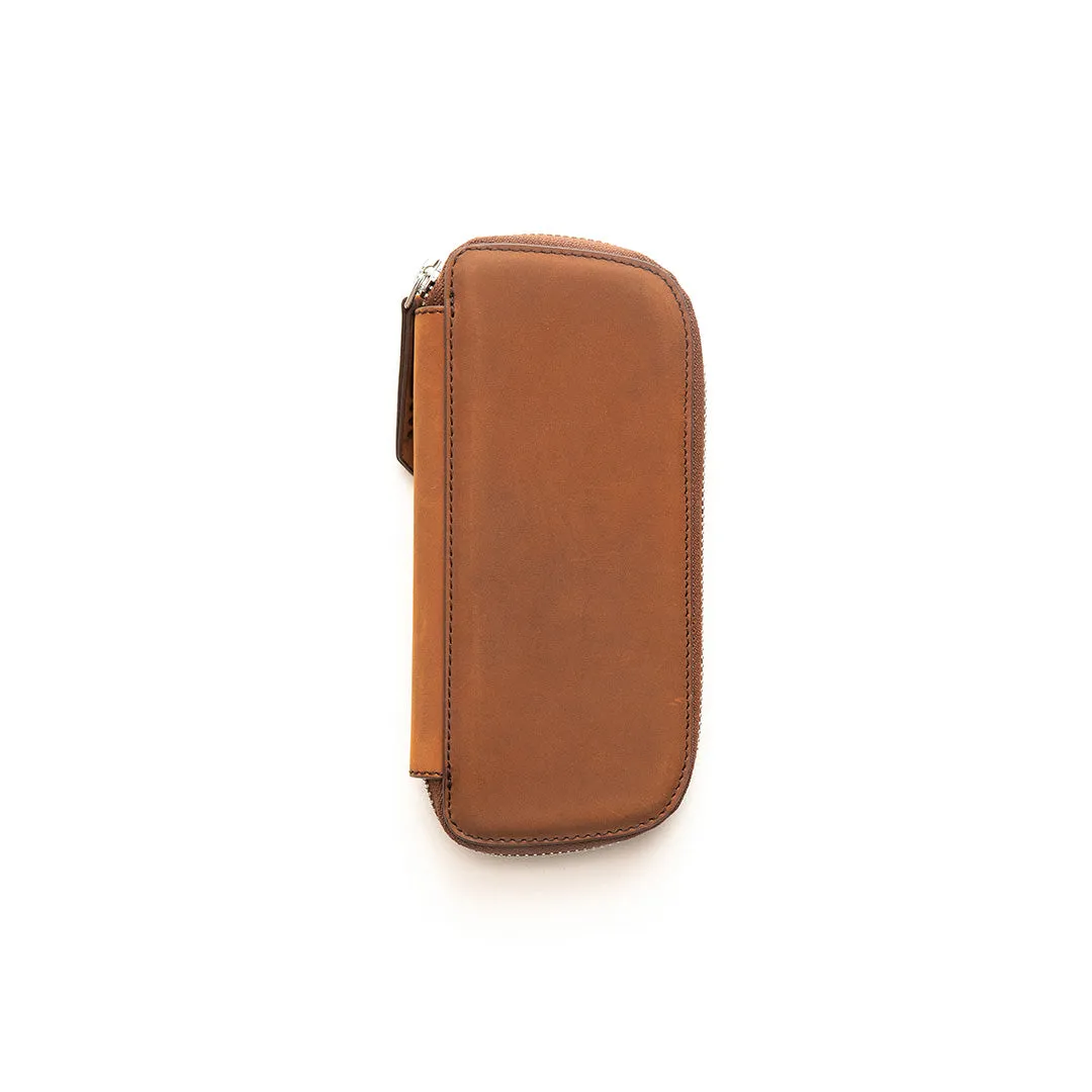 Endless Companion Leather Adjustable 3-Pen Pouch Brown