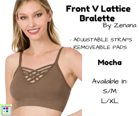 Front V Lattice Bralette - Mocha