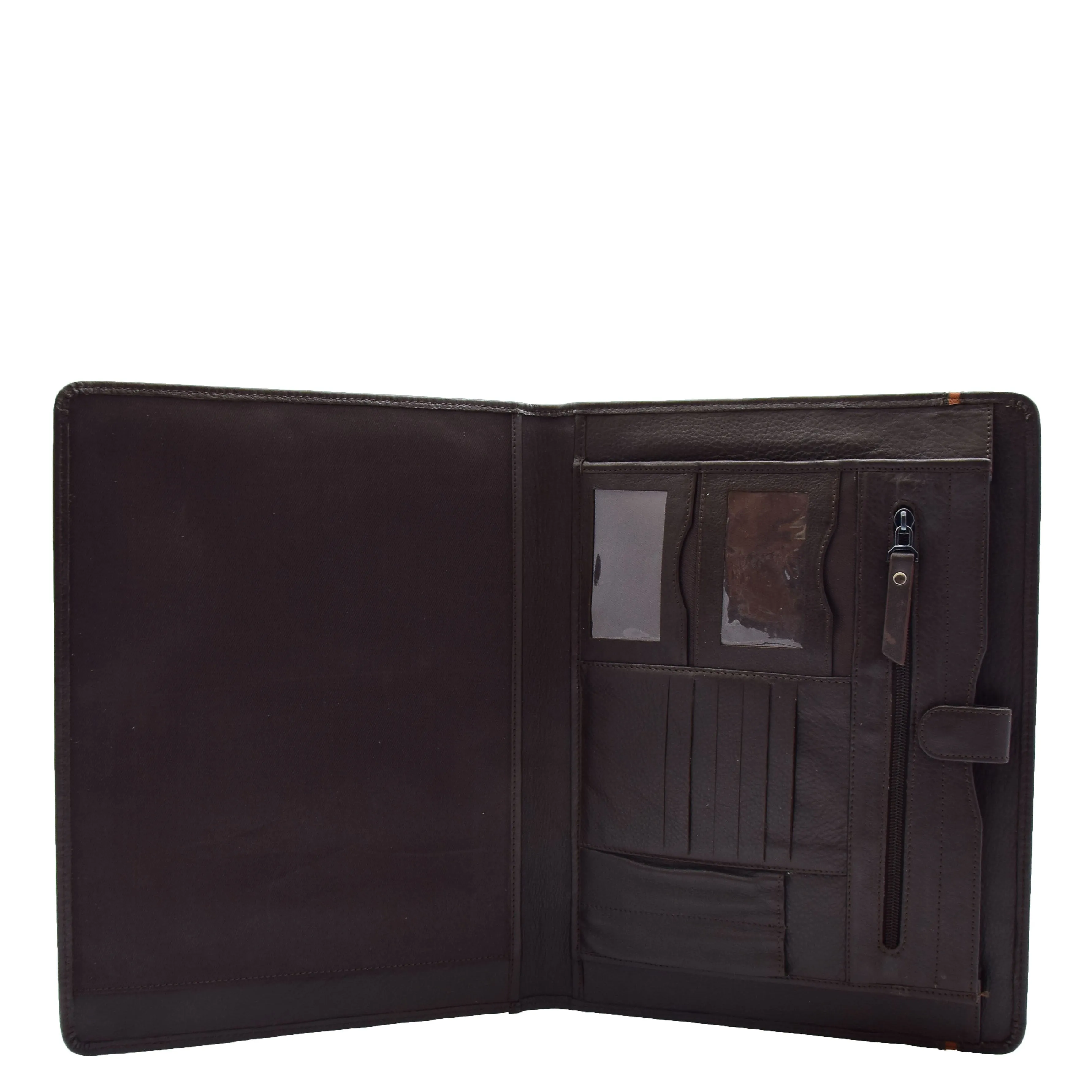 Genuine Brown Leather Folder A4 Note Pad Case Organiser Conference Tablet Bag Helms