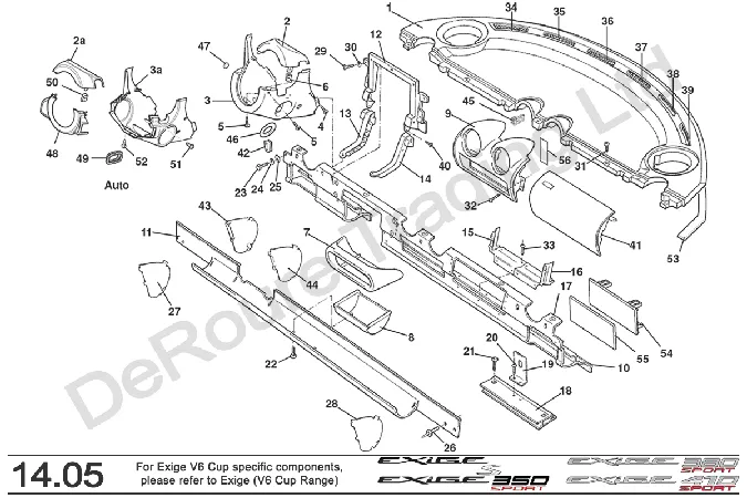 GRP Carbon Fiber Dash Tray Closing Panels for Elise & Exige