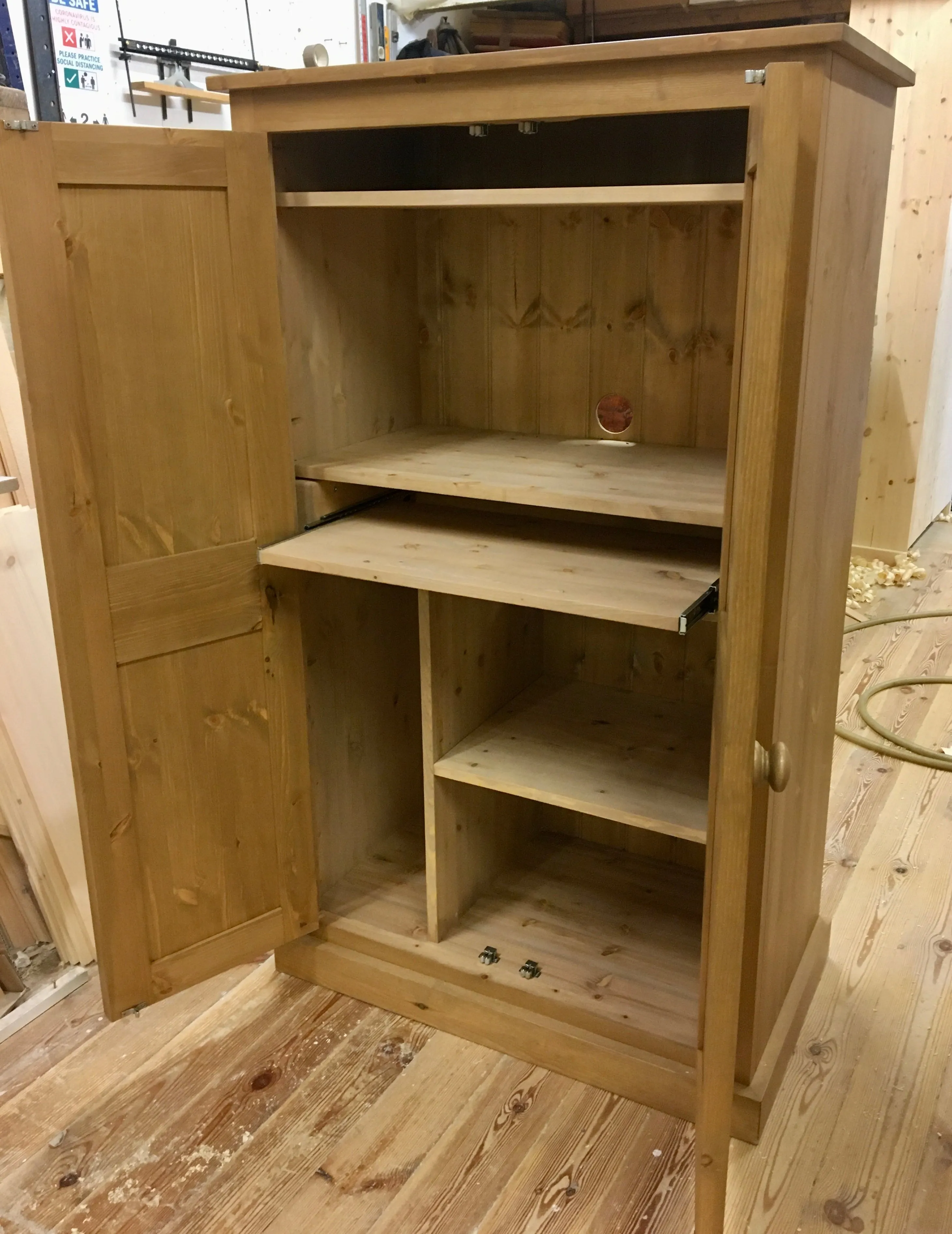 >Computer Hideaway Cupboard - 2 Door over 2 Door Storage - 45 cm deep