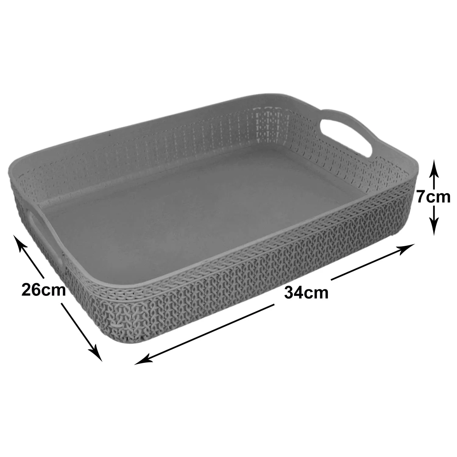 Heart Home Q-4 Designer Plastic Storage Basket For Store Fruits, Vegetables, Magazines, Cosmetics, Stationary Pack of 4 (Grey & Blue)-50HH01604