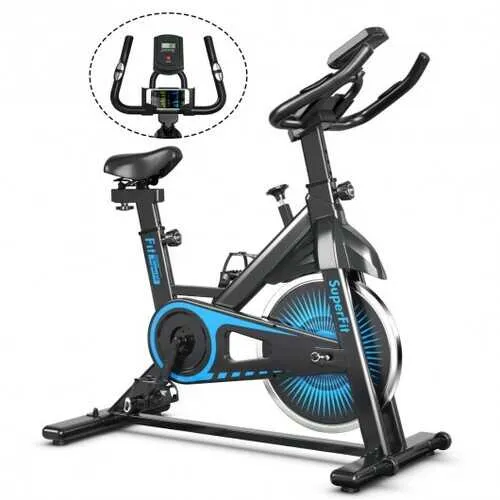 Indoor Silent Belt Drive Adjustable Resistance Cycling Stationary Bike-Blue