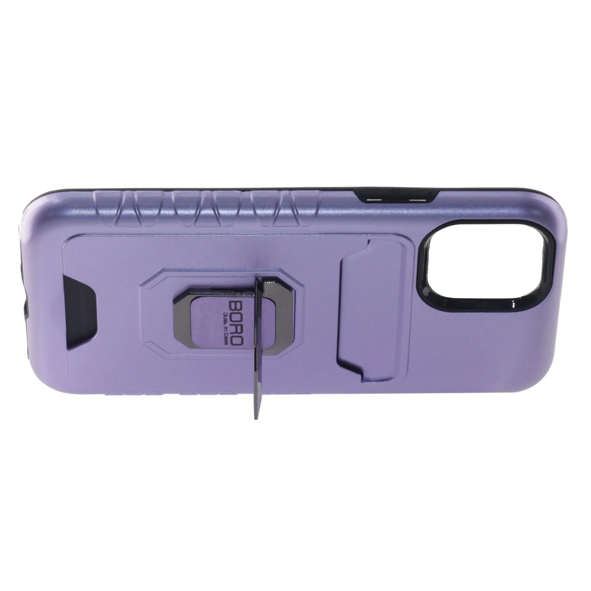 iPhone 11 Pro Case, (BORO) Magnetic Ring Armor Case with Card Holder, Color Purple