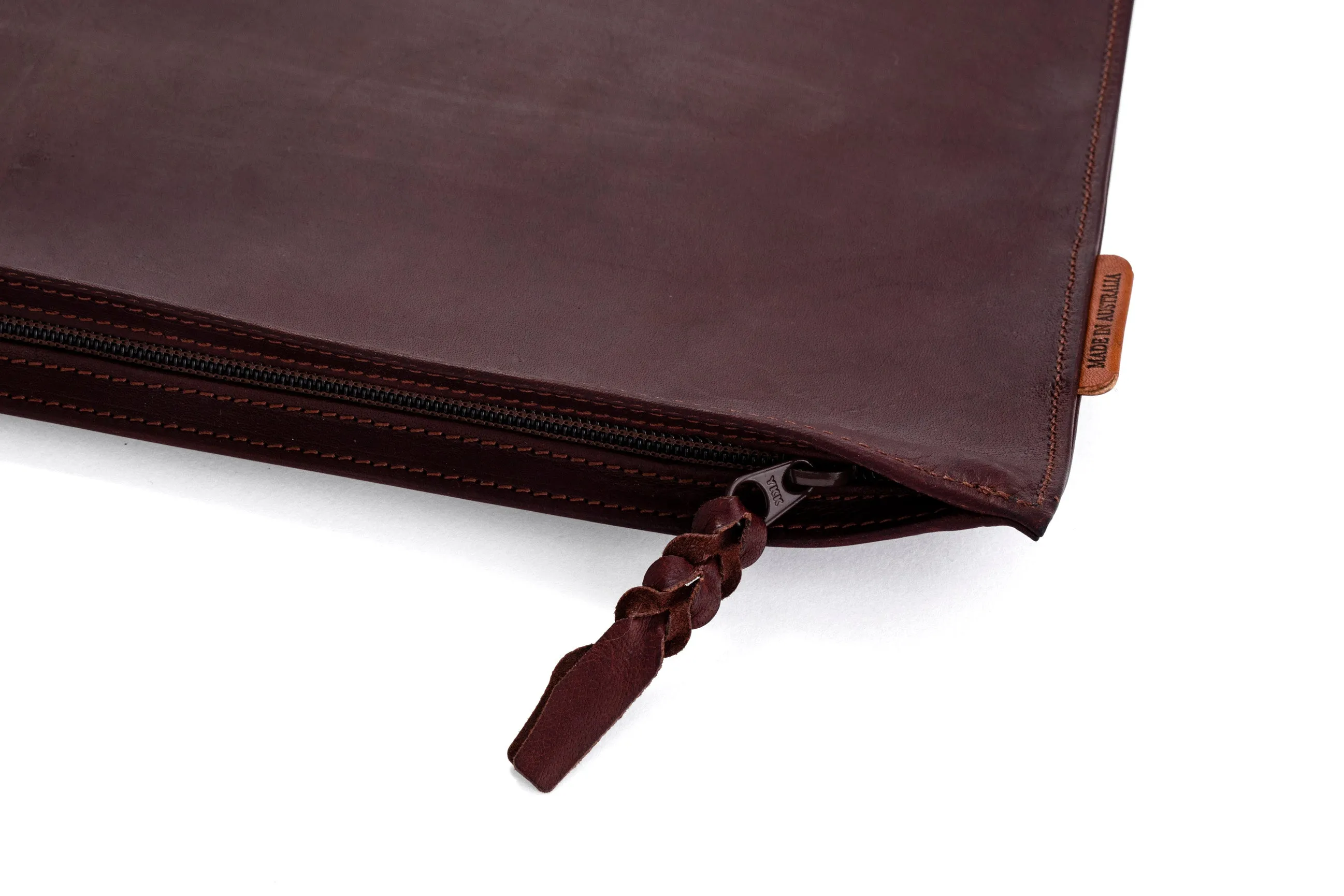 Kangaroo Leather Document And Tablet Case - Brown