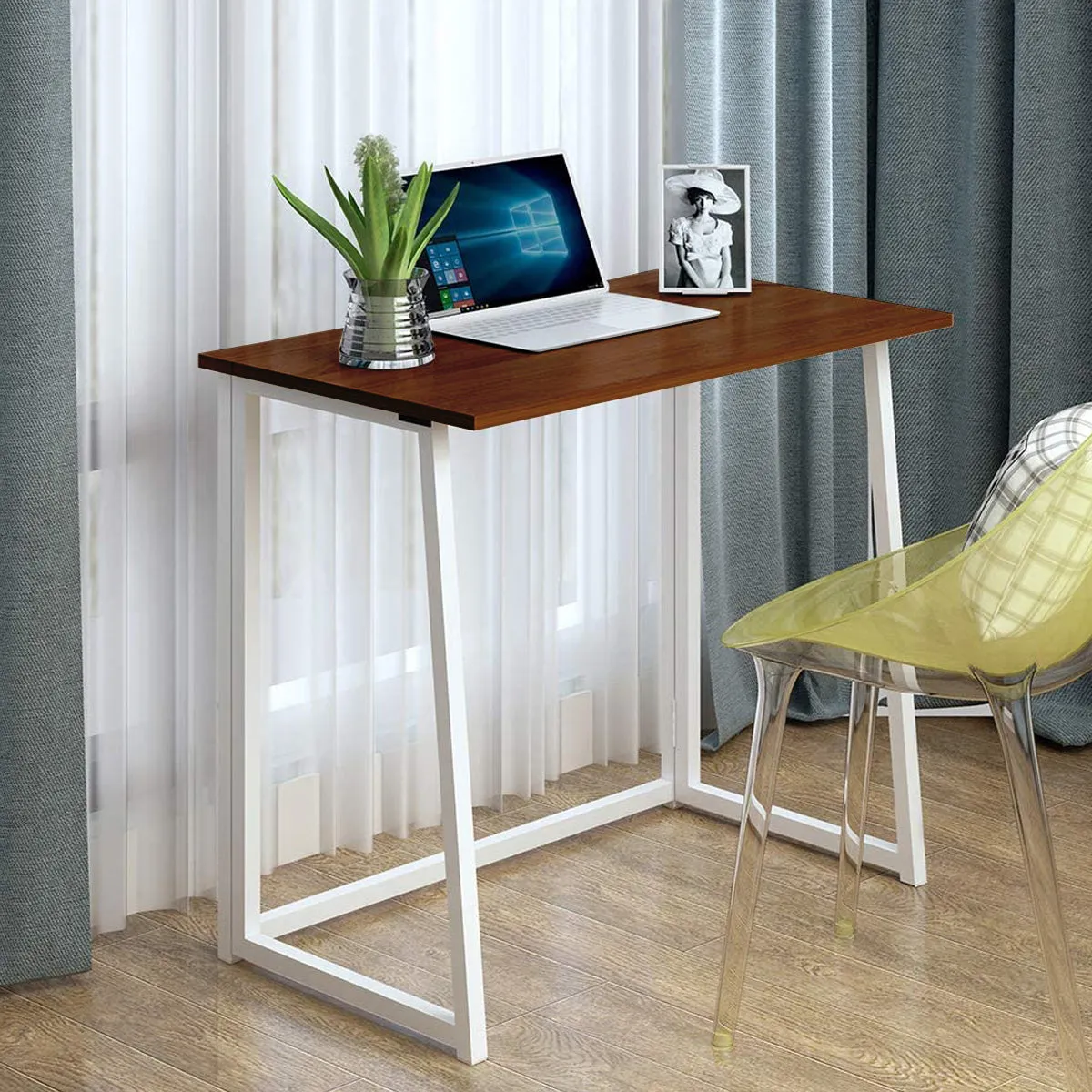 Kawachi Small Folding Writing Study, Laptop, Computer Desk Foldable Home and Office Table Workstation