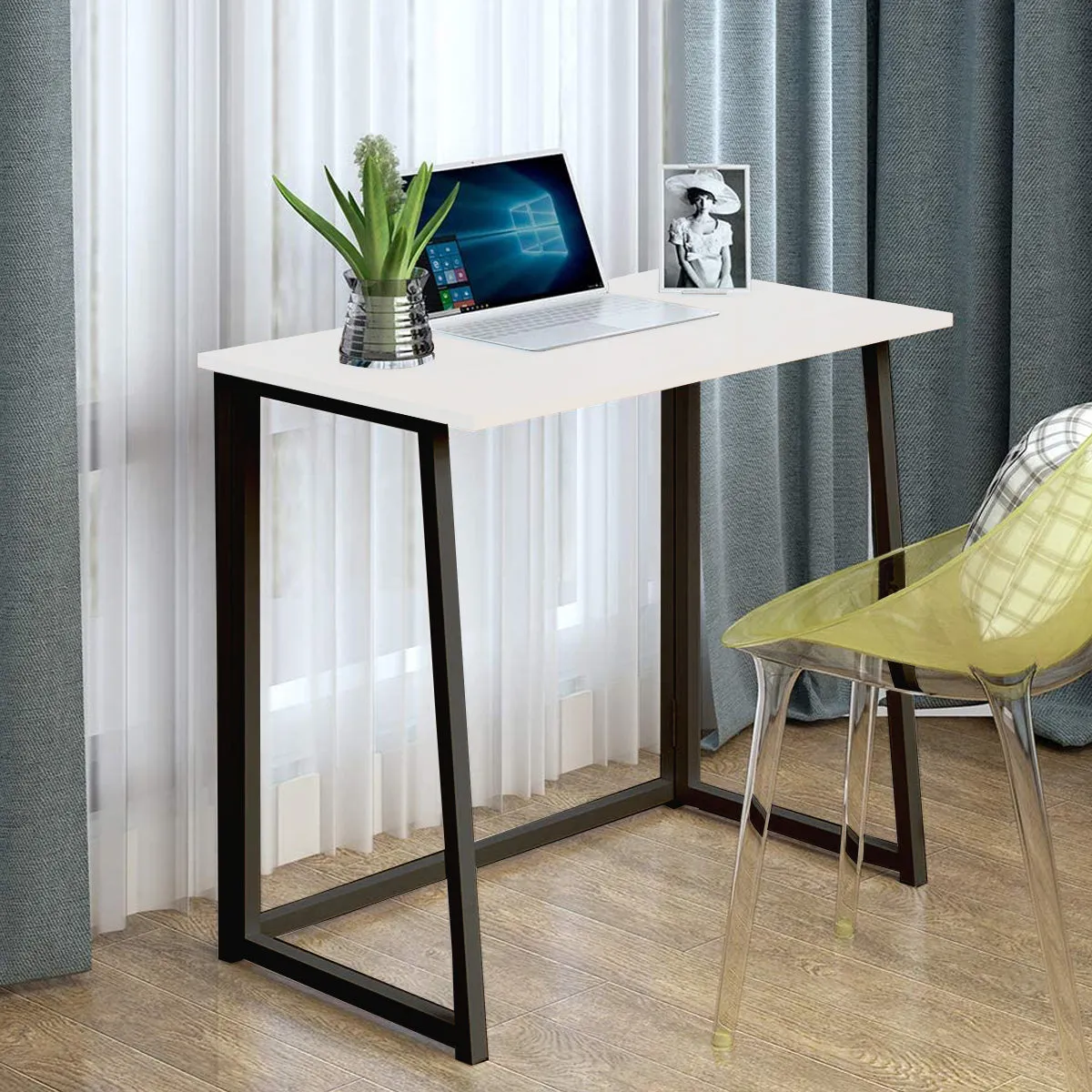 Kawachi Small Folding Writing Study, Laptop, Computer Desk Foldable Home and Office Table Workstation