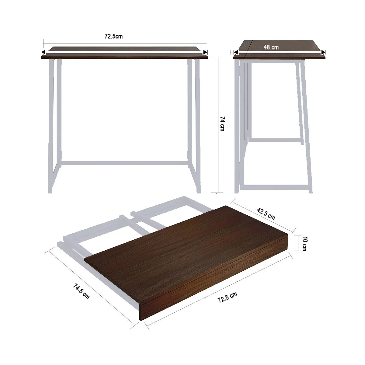 Kawachi Small Folding Writing Study, Laptop, Computer Desk Foldable Home and Office Table Workstation