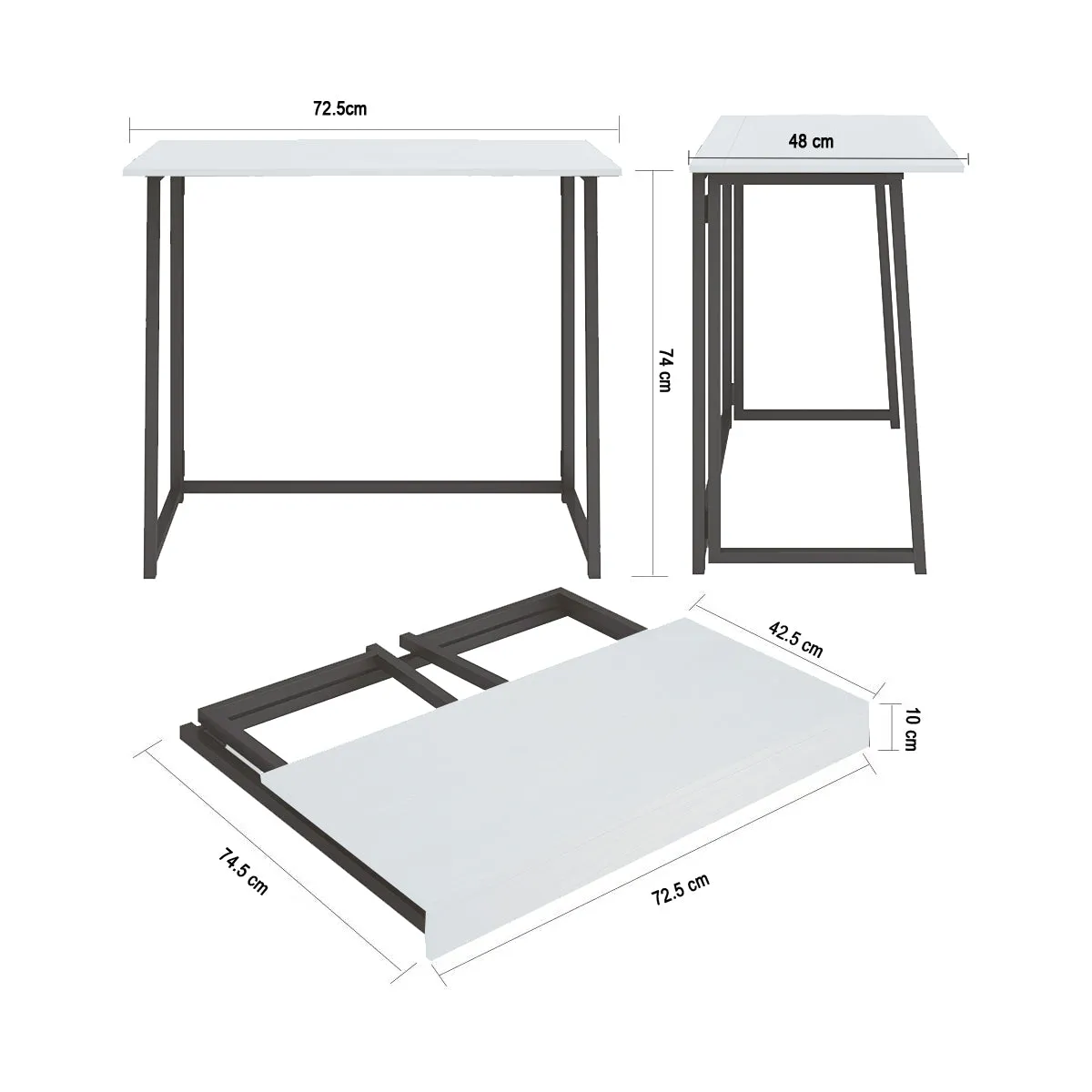 Kawachi Small Folding Writing Study, Laptop, Computer Desk Foldable Home and Office Table Workstation