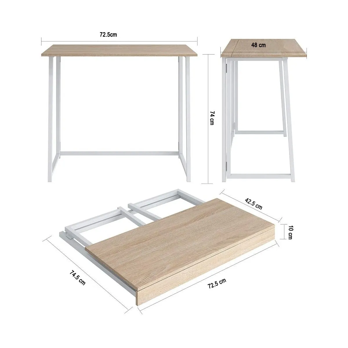 Kawachi Small Folding Writing Study, Laptop, Computer Desk Foldable Home and Office Table Workstation