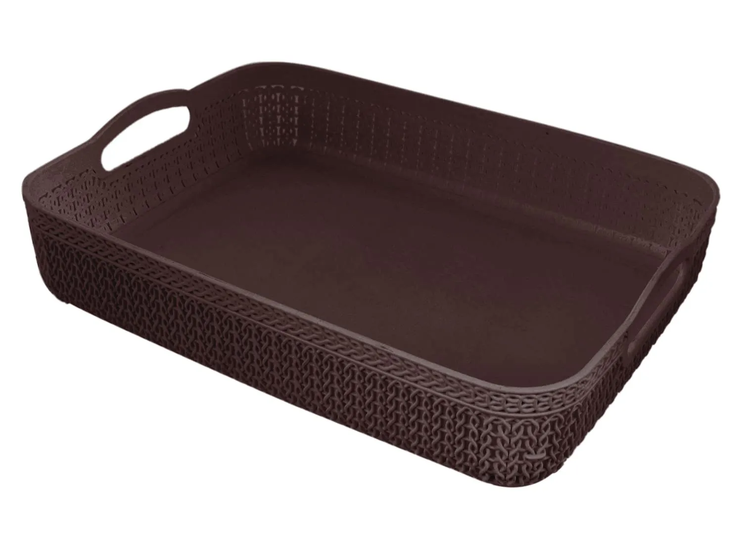 Kuber Industries Q-3 Designer Plastic Storage Basket For Store Fruits, Vegetables, Magazines, Cosmetics, Stationary Pack of 2 (Brown & Grey)-50KM01510