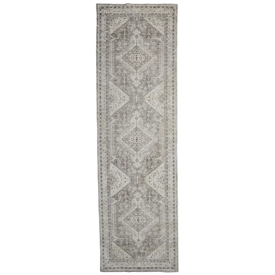 Lagos Machine Washable Grey Hall Runner Rug