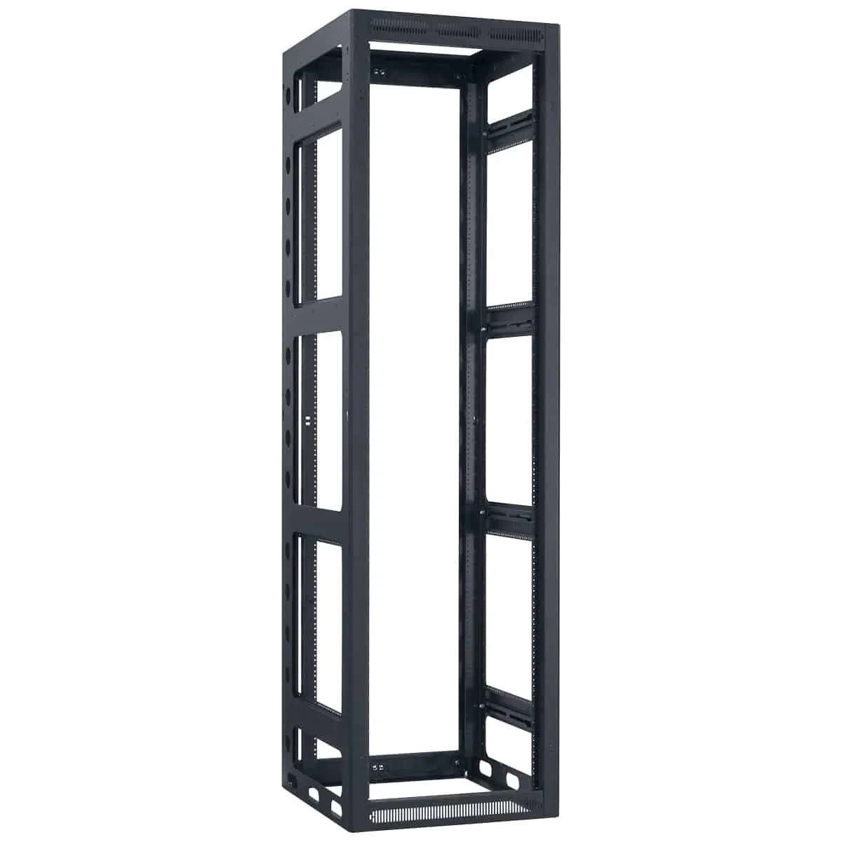 Lowell Mfg Equipment Rack-Gangable-44U, 27in Deep, 2pr Rails, Rear Door