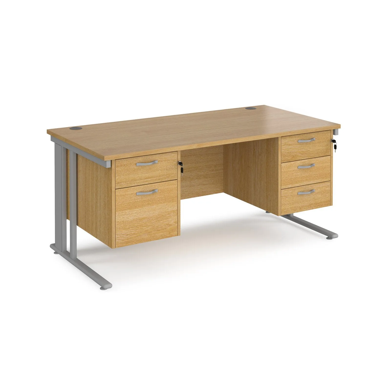 Maestro 25 cable managed 800mm deep desk with 2 & 3 drawer peds