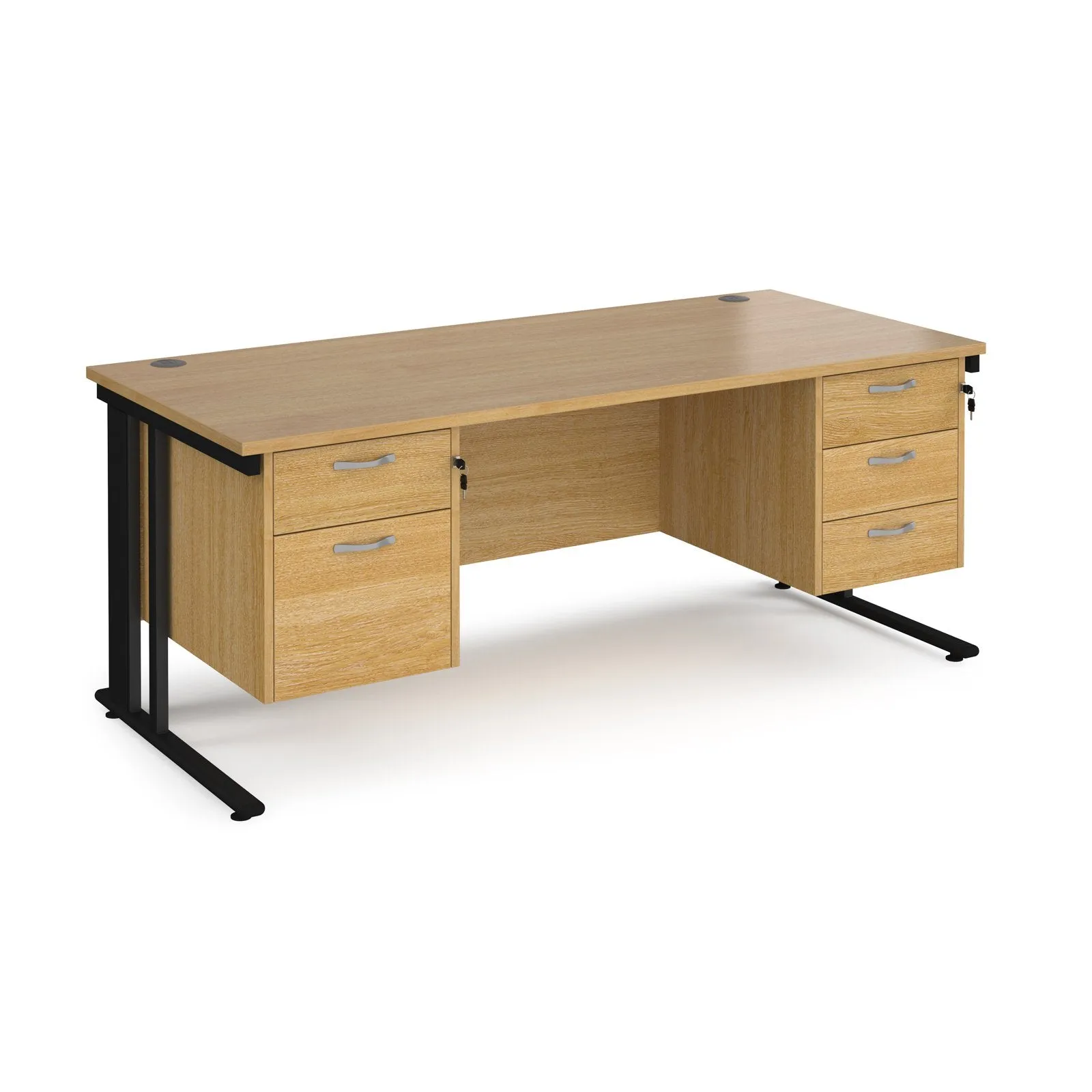 Maestro 25 cable managed 800mm deep desk with 2 & 3 drawer peds