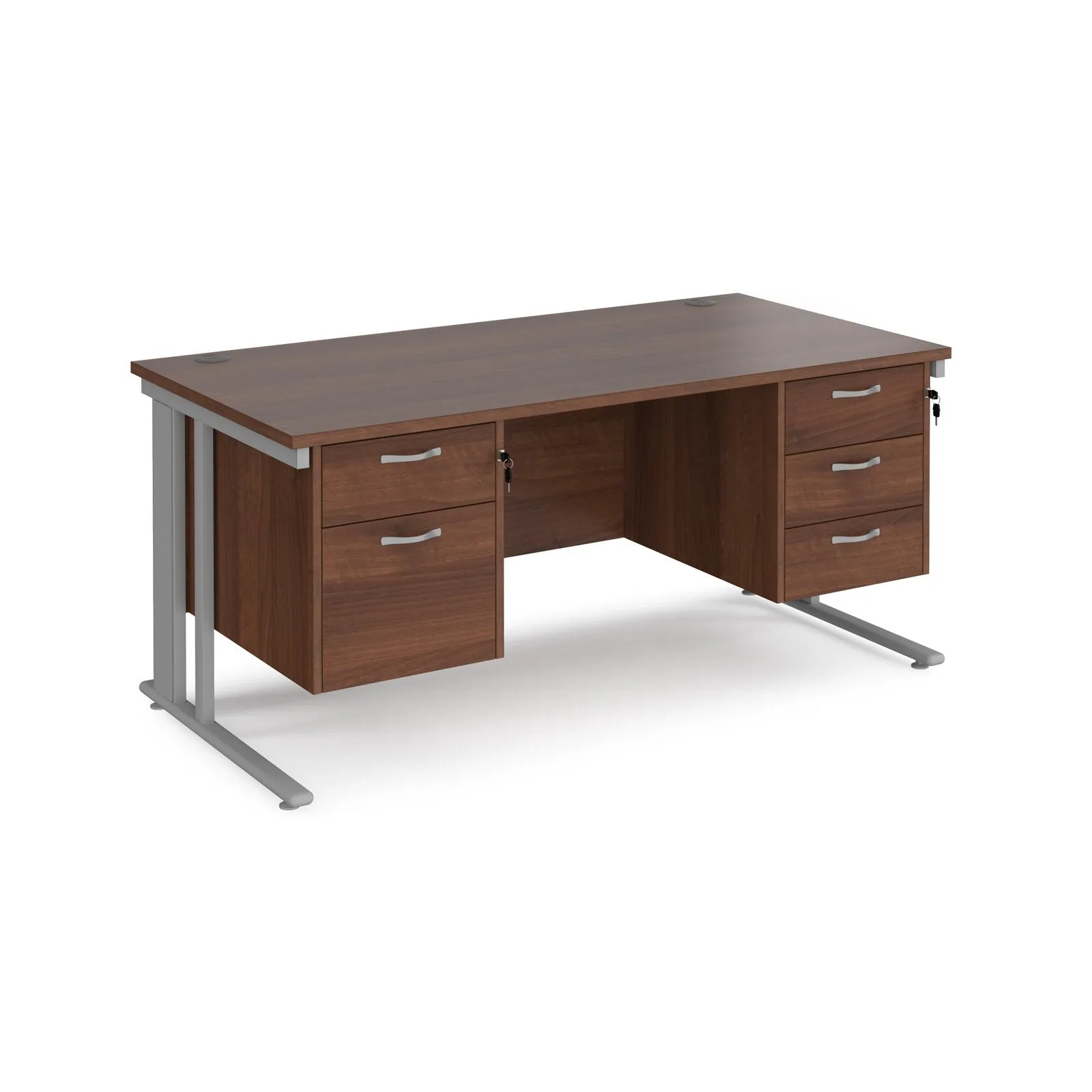 Maestro 25 cable managed 800mm deep desk with 2 & 3 drawer peds