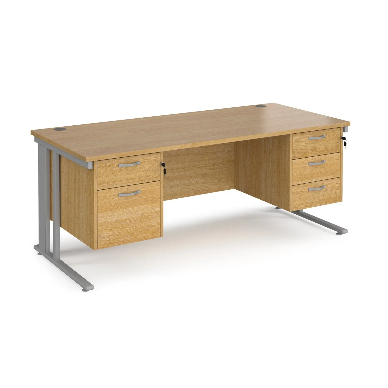 Maestro 25 cable managed 800mm deep desk with 2 & 3 drawer peds