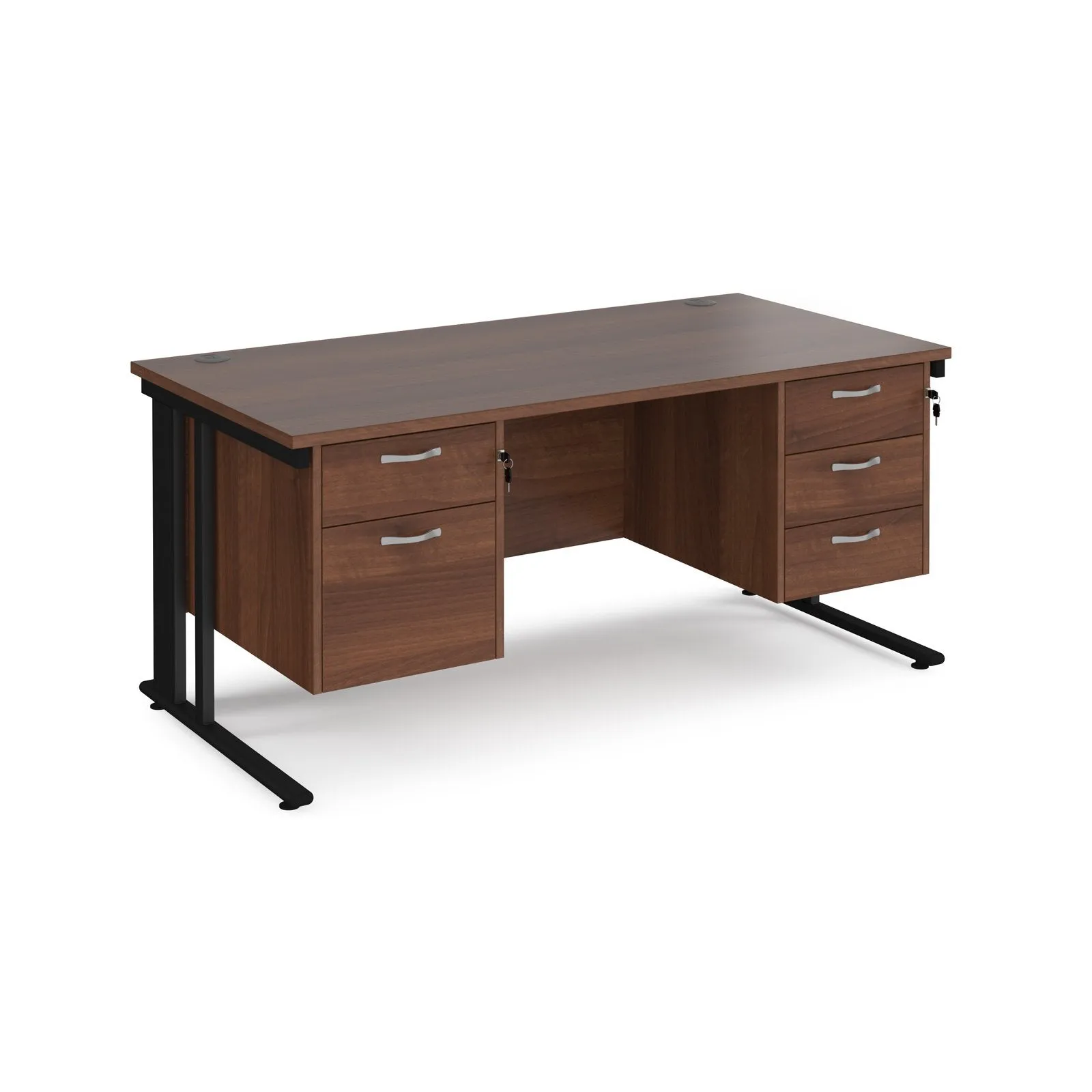 Maestro 25 cable managed 800mm deep desk with 2 & 3 drawer peds