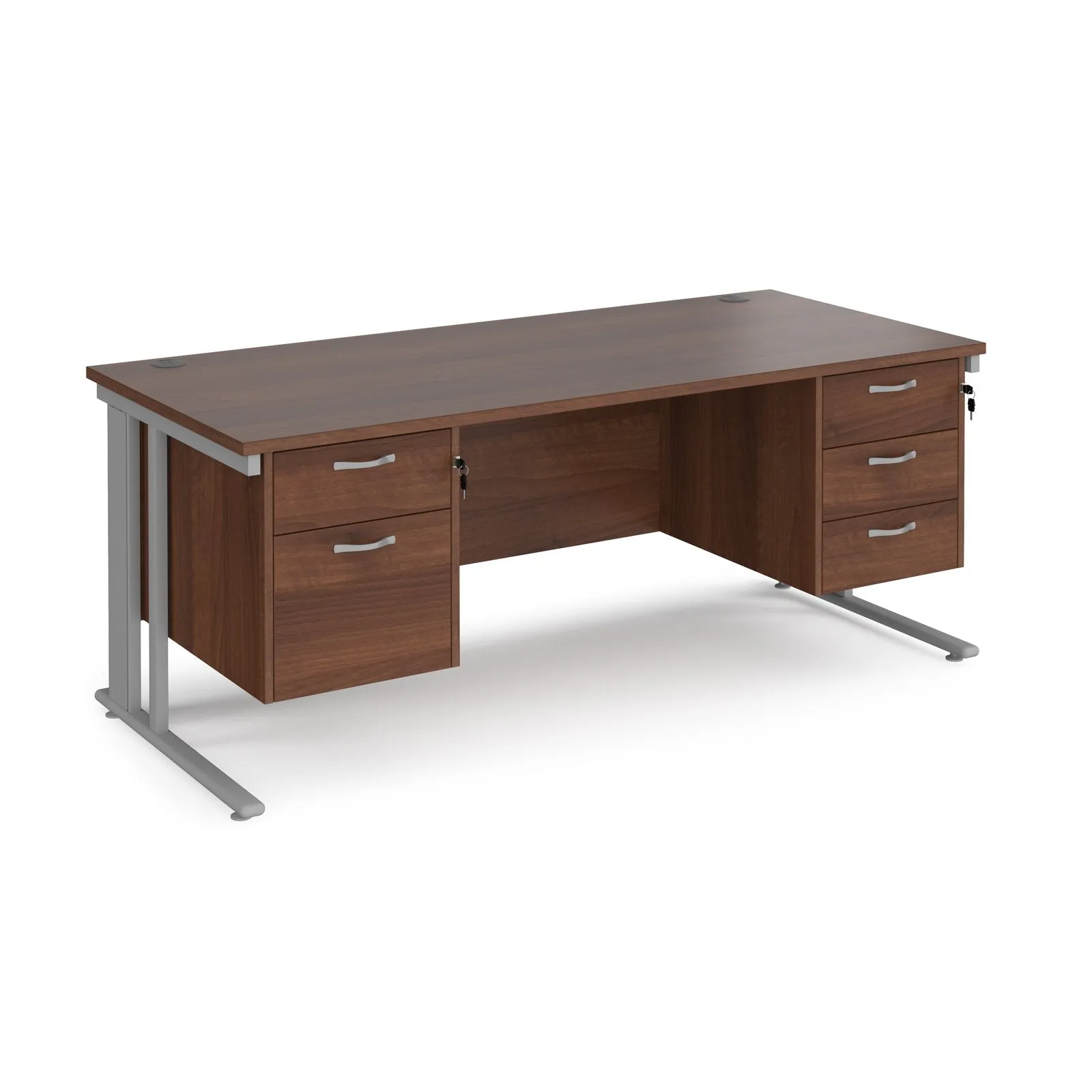 Maestro 25 cable managed 800mm deep desk with 2 & 3 drawer peds