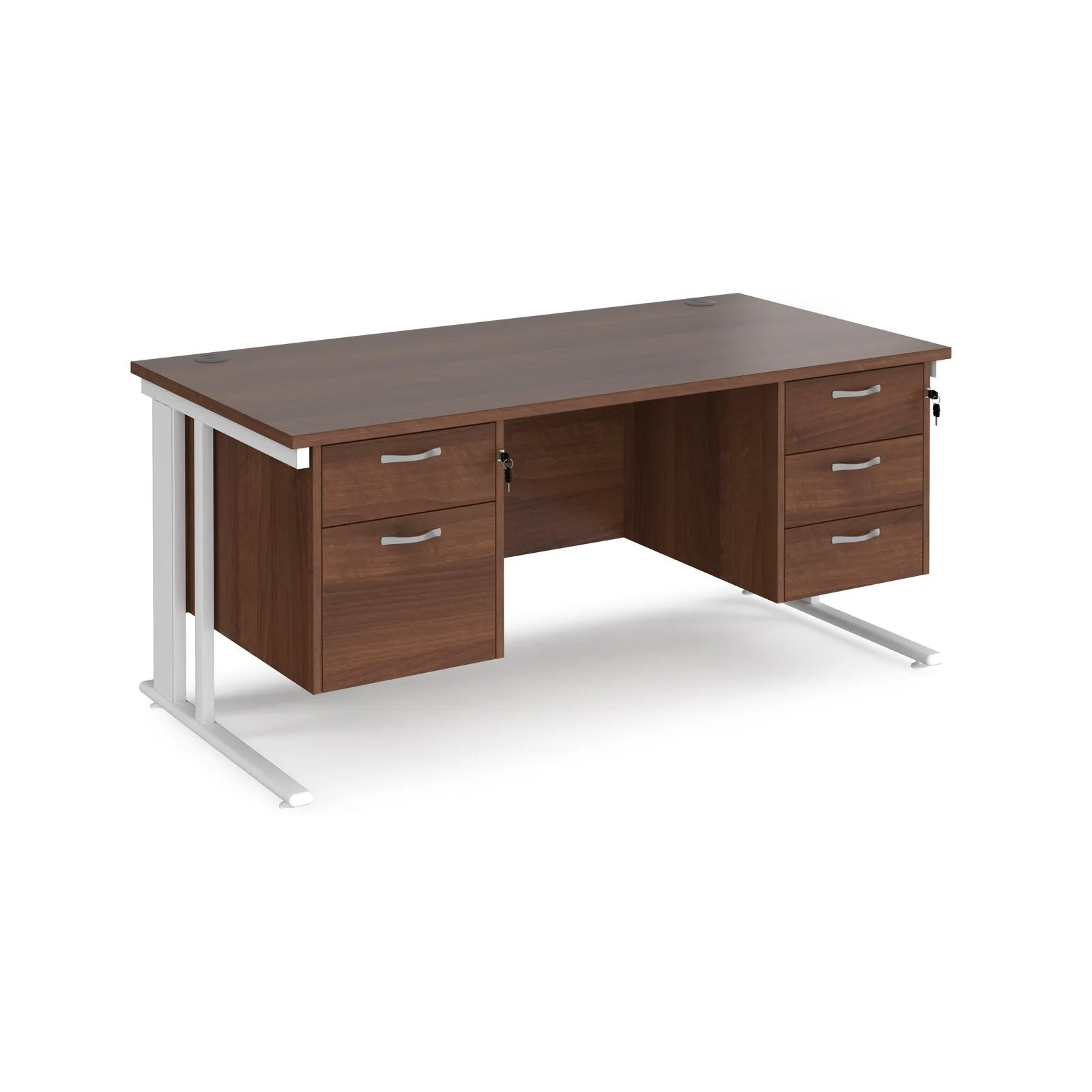 Maestro 25 cable managed 800mm deep desk with 2 & 3 drawer peds