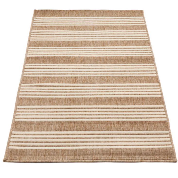 Mariona Beige Striped Polypropylene Outdoor Rug