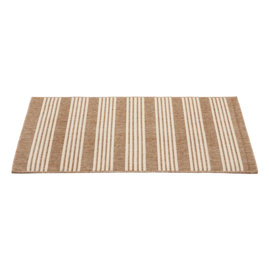 Mariona Beige Striped Polypropylene Outdoor Rug