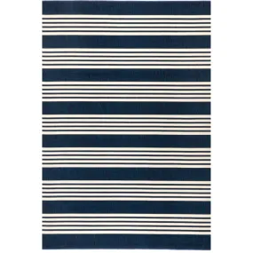 Mariona Blue Striped Outdoor Large Rug