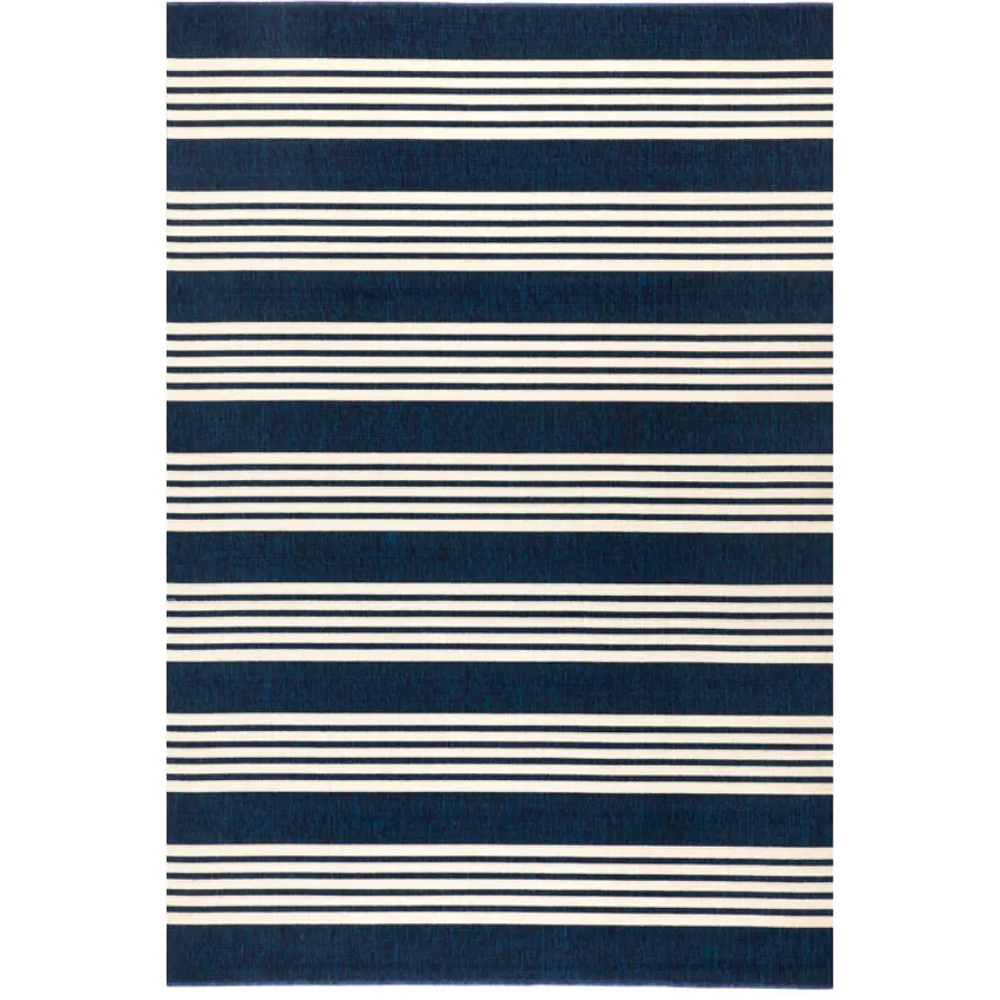 Mariona Blue Striped Outdoor Rug