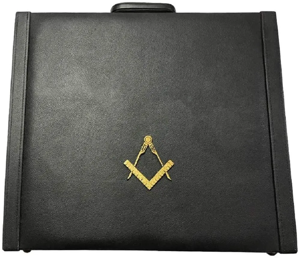 Masonic Regalia MM/WM and provincial Apron Briefcase with Yellow Square and Compass