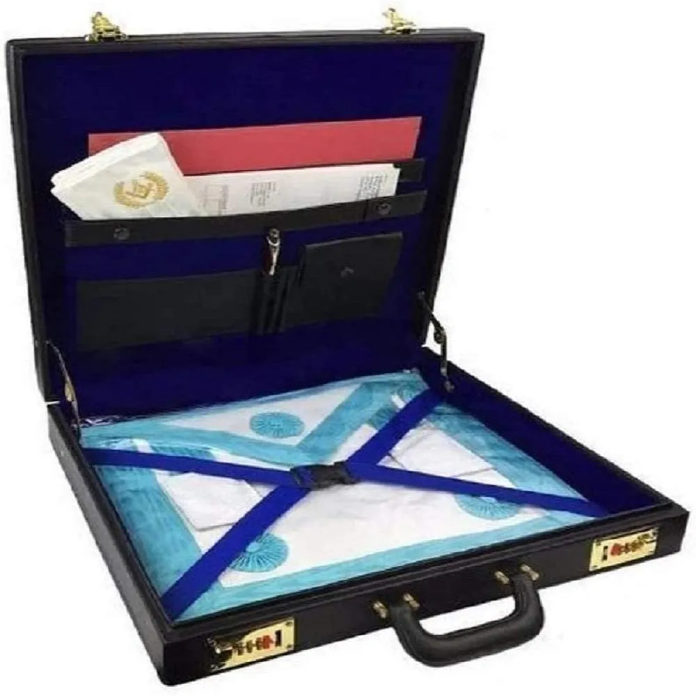 Masonic Regalia MM/WM and provincial Apron Briefcase with Yellow Square and Compass