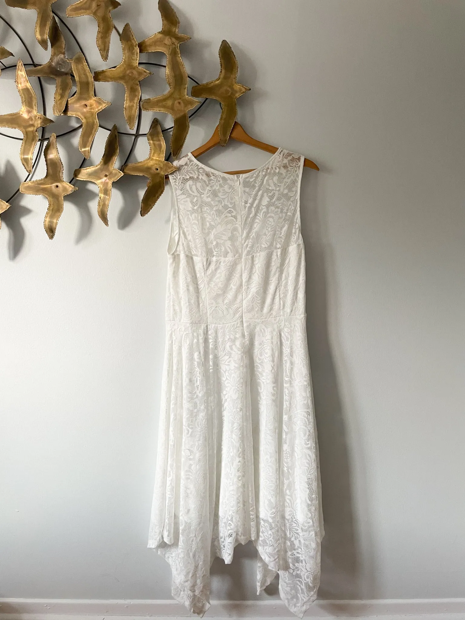 MeetJen White Lace Sleeveless Asymmetrical Hem Fit Flare Dress NWT - 3XL