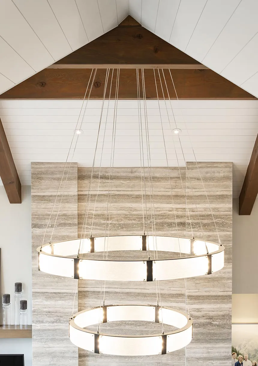 Modern Light Luxury Two-tier Glass Ring Chandelier