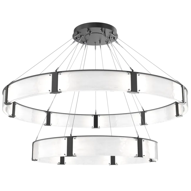 Modern Light Luxury Two-tier Glass Ring Chandelier