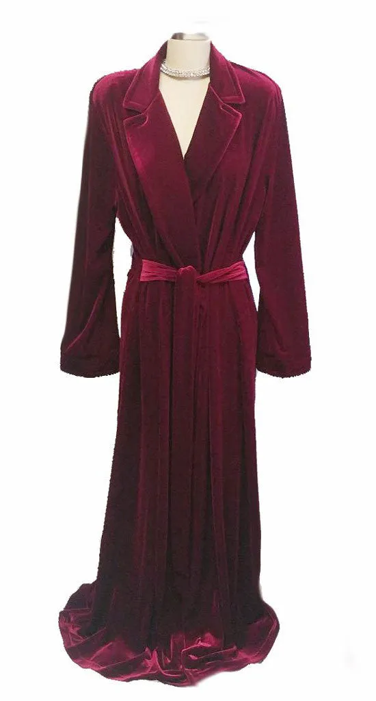 *NEW - DIAMOND TEA LUXURIOUS WRAP-STYLE VELVET VELOUR ROBE IN CRIMSON - SIZE SMALL #1