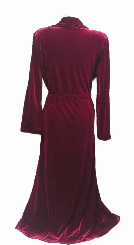 *NEW - DIAMOND TEA LUXURIOUS WRAP-STYLE VELVET VELOUR ROBE IN CRIMSON - SIZE SMALL #1