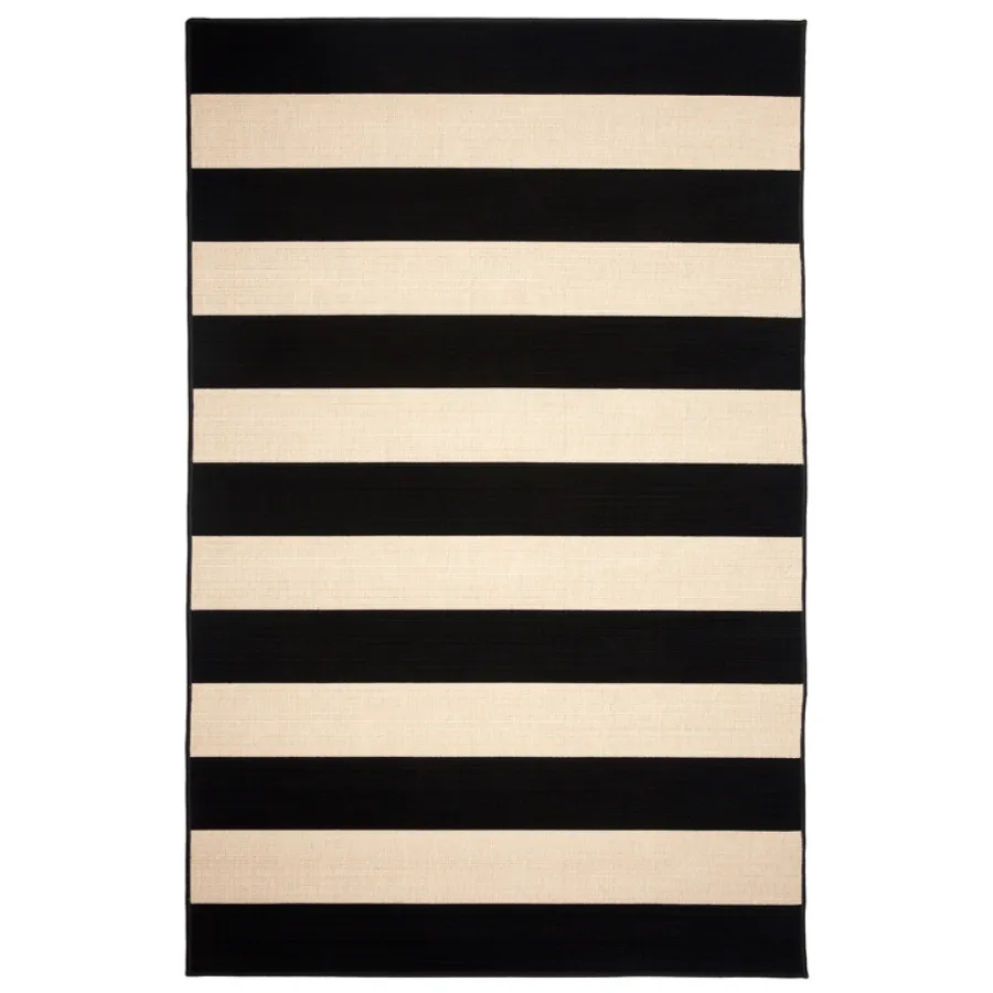 Nyoma Black Striped Outdoor Large Rug