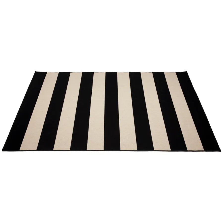 Nyoma Black Striped Outdoor Large Rug