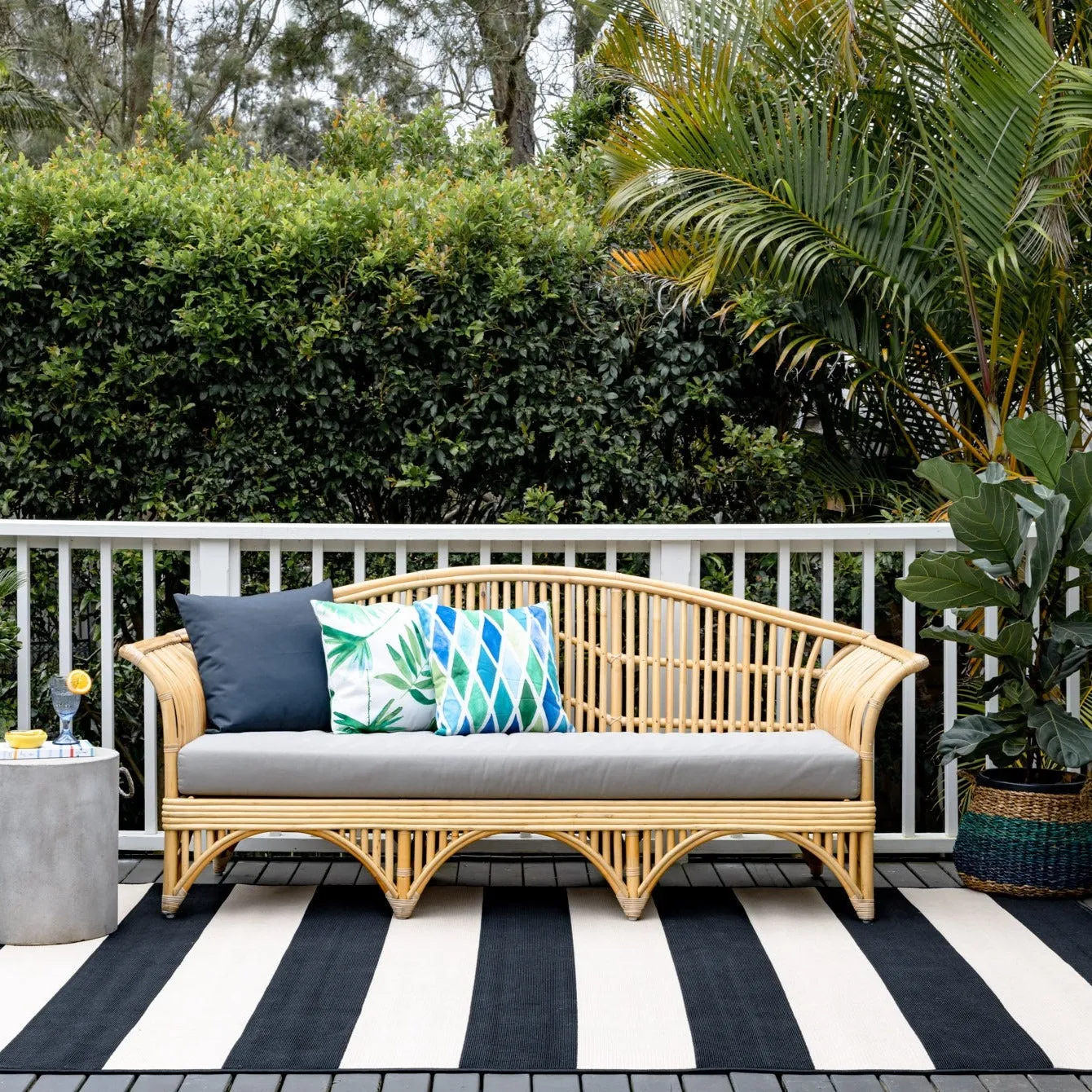 Nyoma Black Striped Outdoor Large Rug