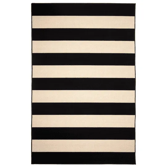 Nyoma Black Striped Outdoor Rug