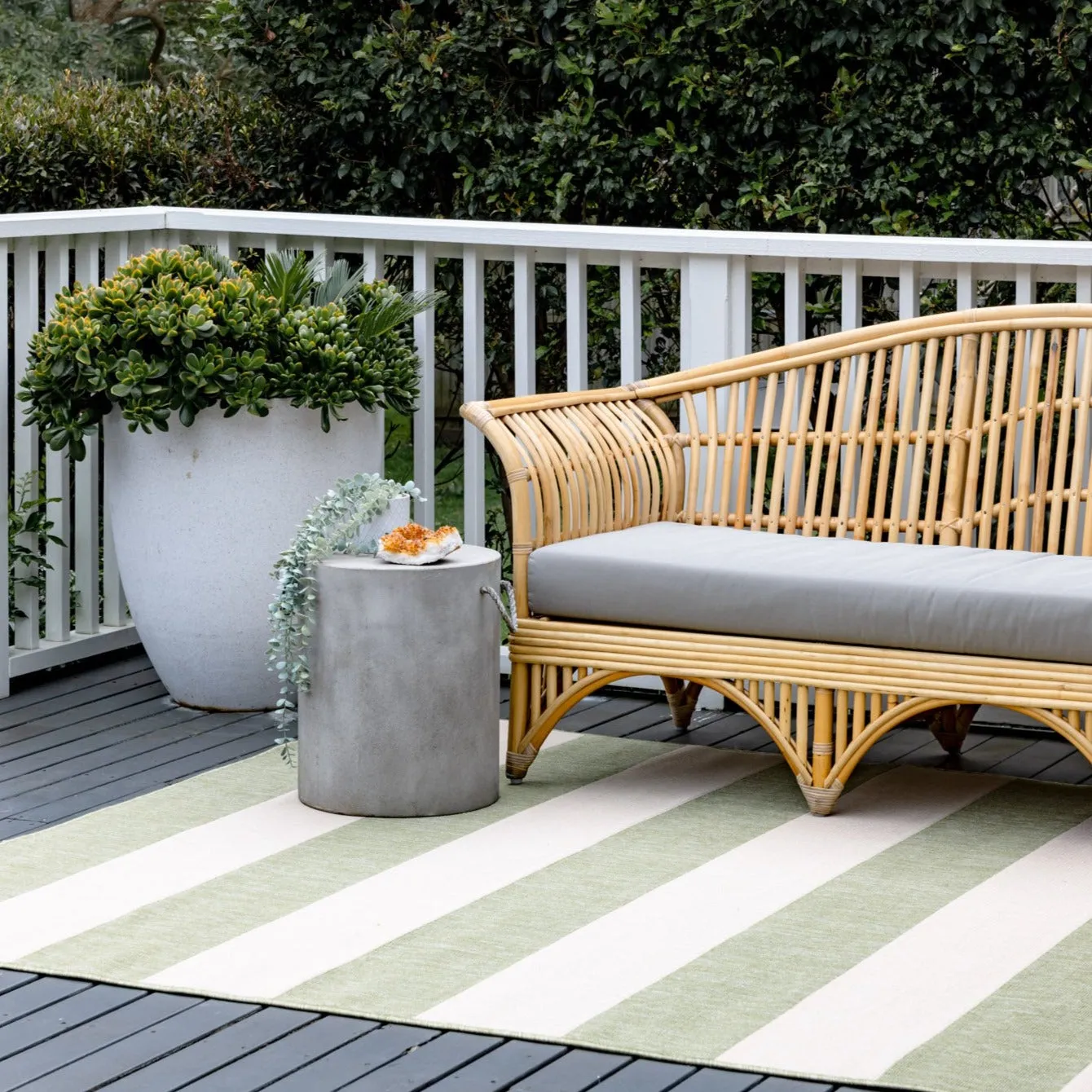 Nyoma Lime Striped Outdoor Large Rug