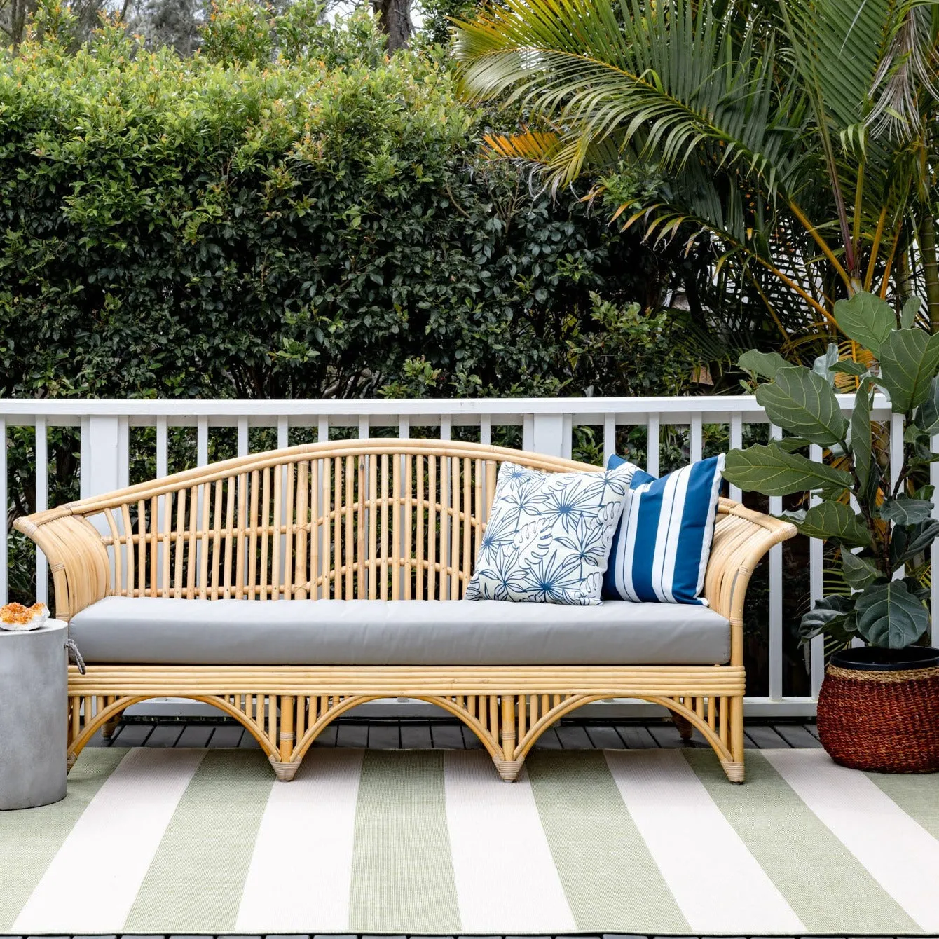 Nyoma Lime Striped Outdoor Large Rug