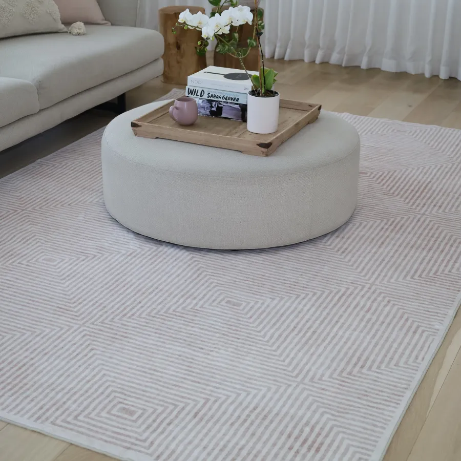 Pam Beige Machine Washable Rug