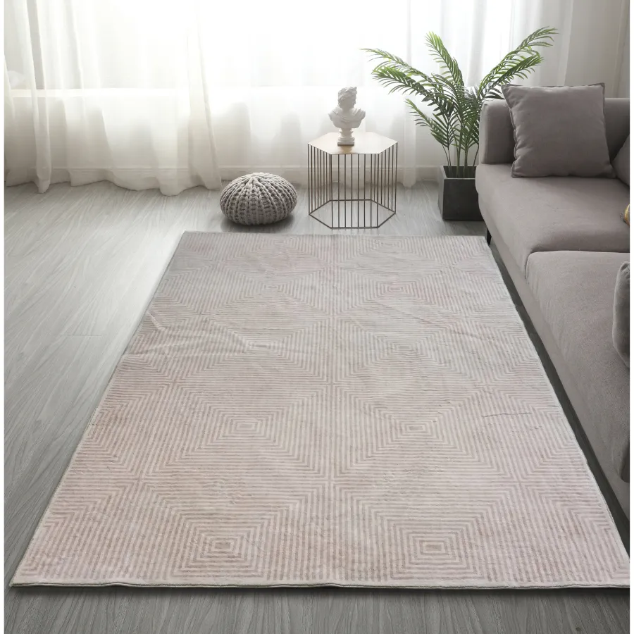 Pam Beige Machine Washable Rug