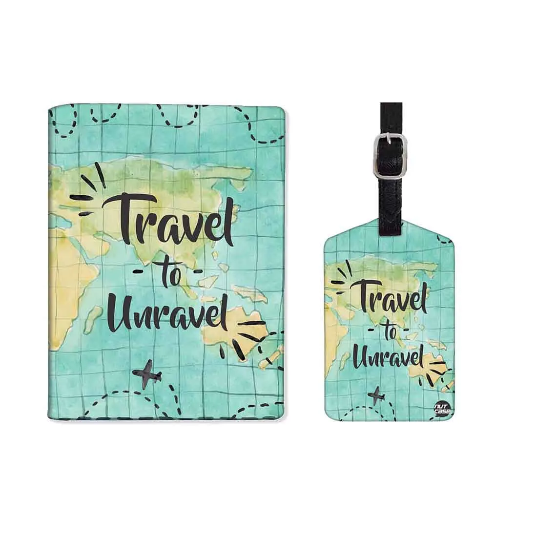 Passport Case Holder with Single Luggage Tag - Travel To Unravel